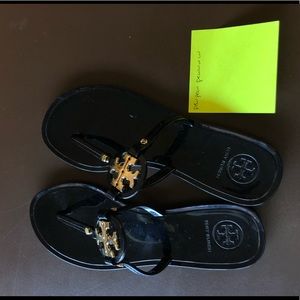 Tory Burch black jelly flip flops